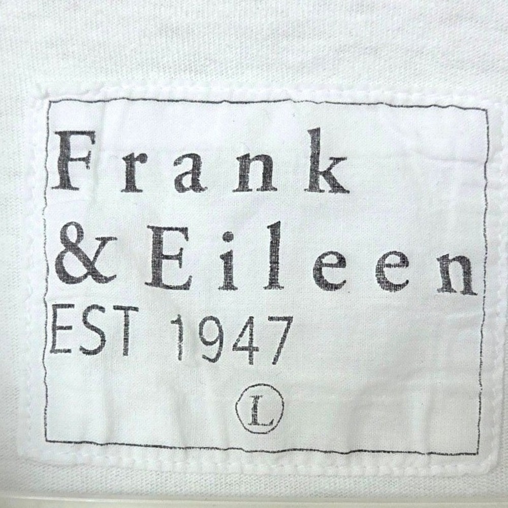 Frank & Eileen Women L Pop-Over Tee White Cotton LS Polo Raw Hem Shirt LAB510HJL